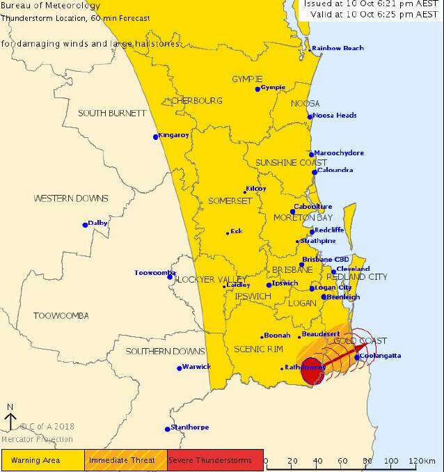 The Bureau of Meteorology has released an updated severe storm warning.