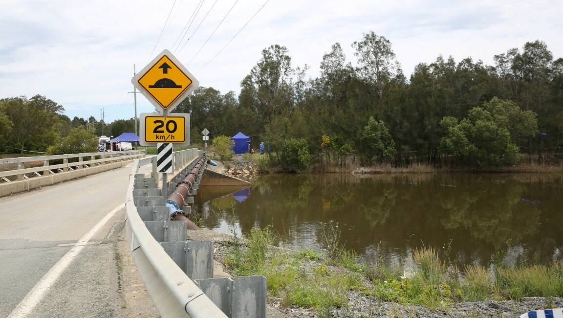 CRIME SCENE: Police investigate the banks of the Pimpama River where the body was found. Photo: Queensland Police Service.