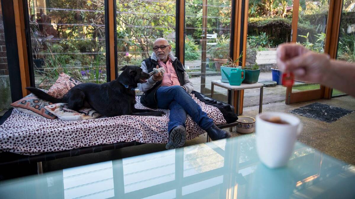 Paul van Reyk, 65, shares a house with a long-time friend, also in her 60s, and Django the dog. Photo: Michele Mossop