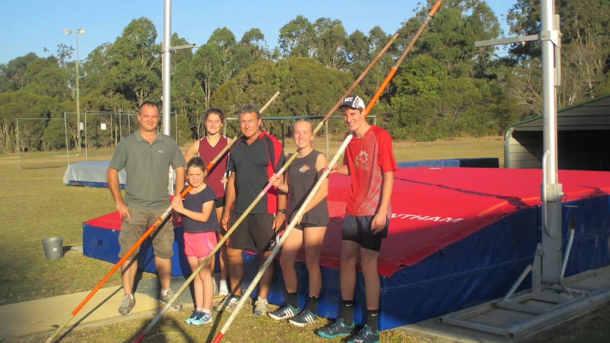 New mats: Athletes can now practise pole vault at Jimboomba Little Athletics again after the club received new mats this week. Photo: Supplied. 