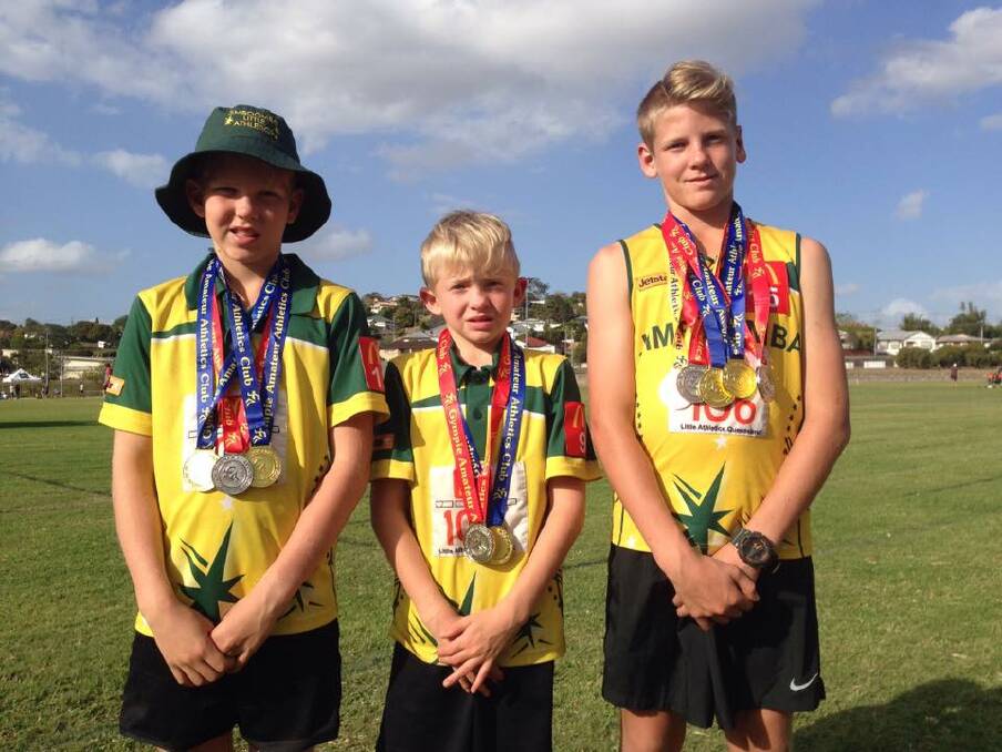 Brothers: The three Addley boys Connor, Jack and Izac with their medals. Photo: Supplied