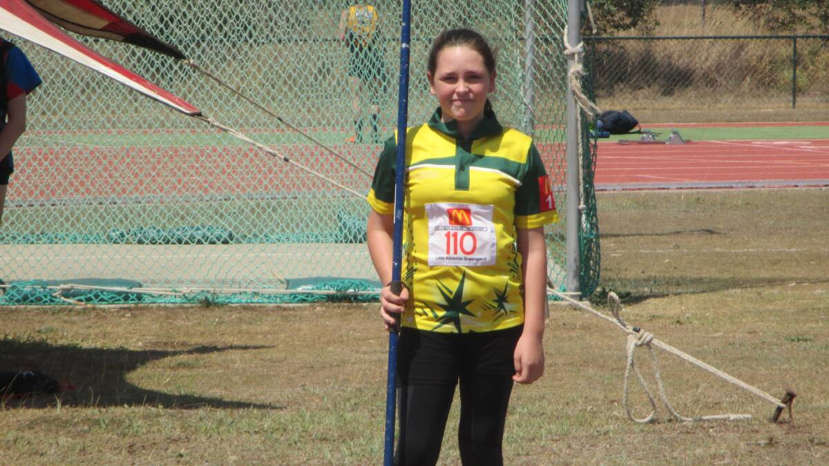 On her way to gold: Chloe Schmidt won a gold medal for javelin at Bundaberg's Spring Carnival last weekend. Photo: Supplied