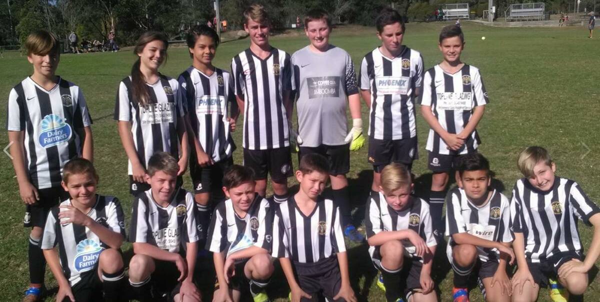JUFC: Jimboomba United's under 13s pulled off a great comeback to draw with Victoria Point on the weekend. Photo: Supplied.