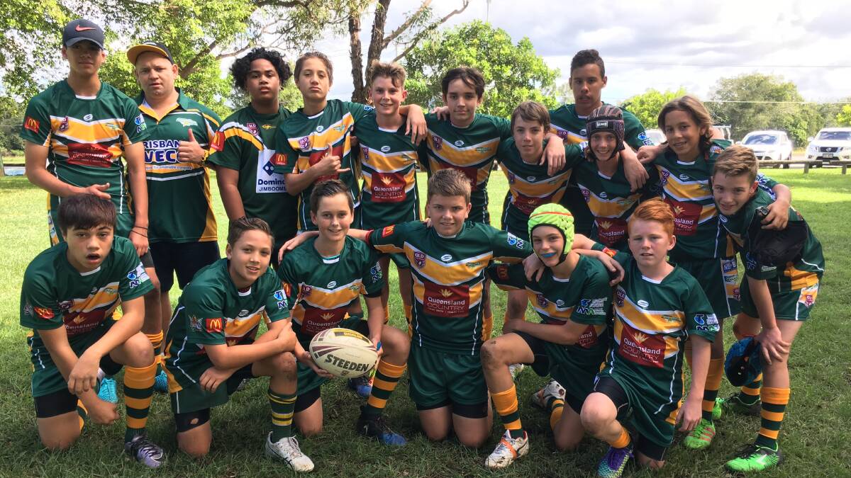 Rolling Thunder: The victorious Jimboomba Thunder Under 13s division 1 side, which defeated  Mudgeeraba 40-18 on Saturday. Photo: Supplied.