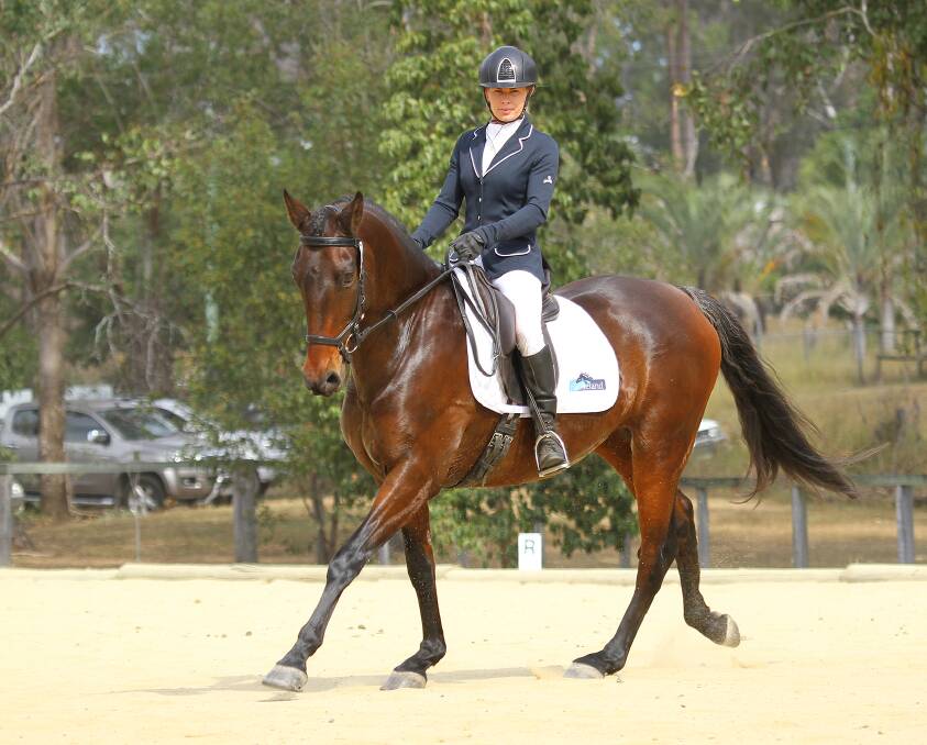Focus: Natalie Siiankoski rides one of her horses at Cedar Grove's open dressage on Sunday. Photo: Belinda Trapnell - Trapnell Creations.