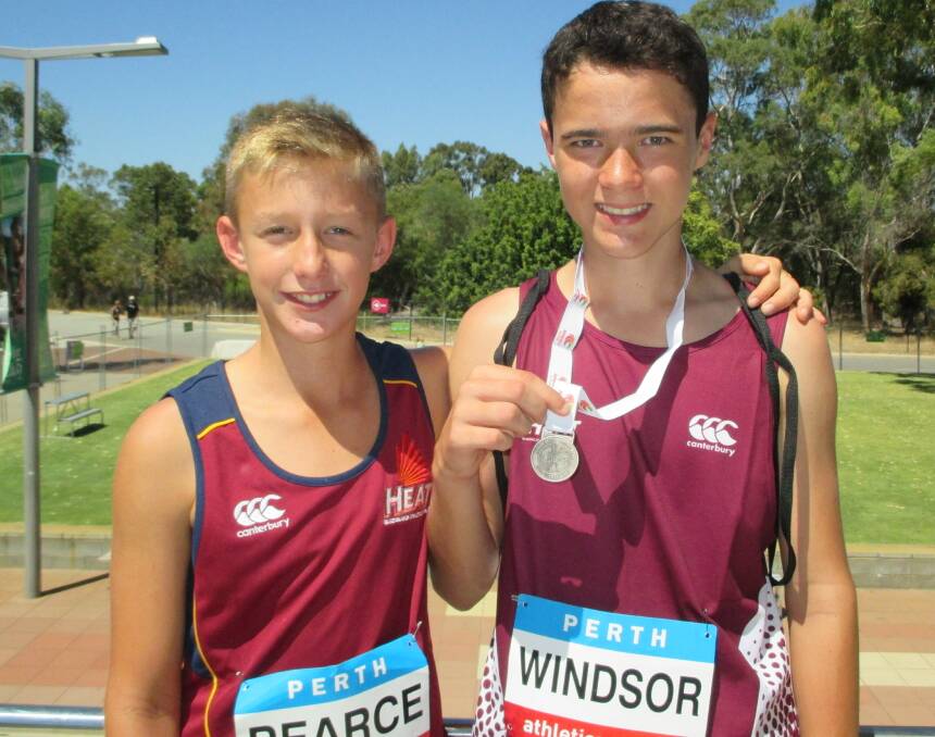 Mates: Fletcher Pearce and Sam Windsor succeeded at the Australian Secondary Schools Track and Field Championships in Canberra.