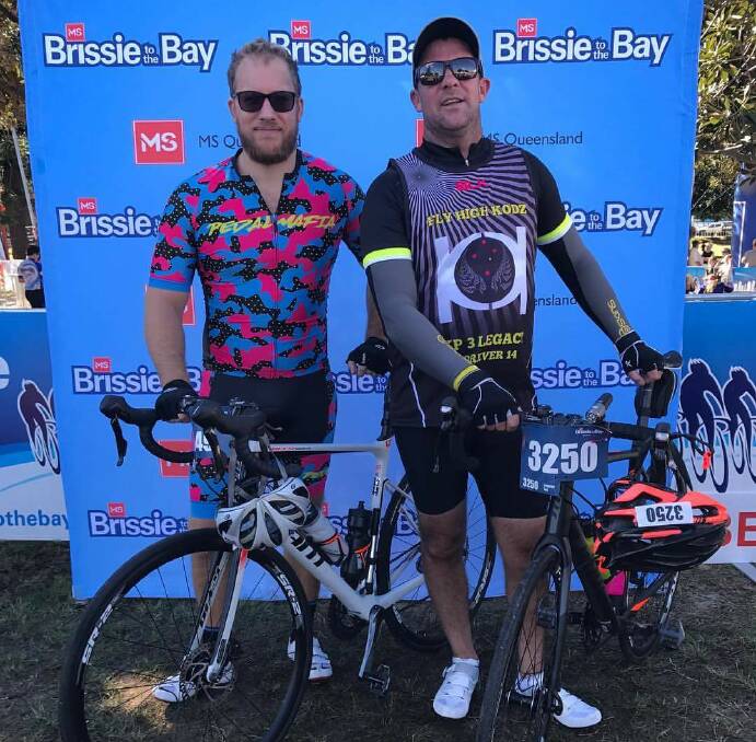 READY TO RIDE: Olof Boshoff and Quentin Pearson took part in the Brissie to the Bay ride in preparation for their cycle across the Nullarbor. Photo: Supplied