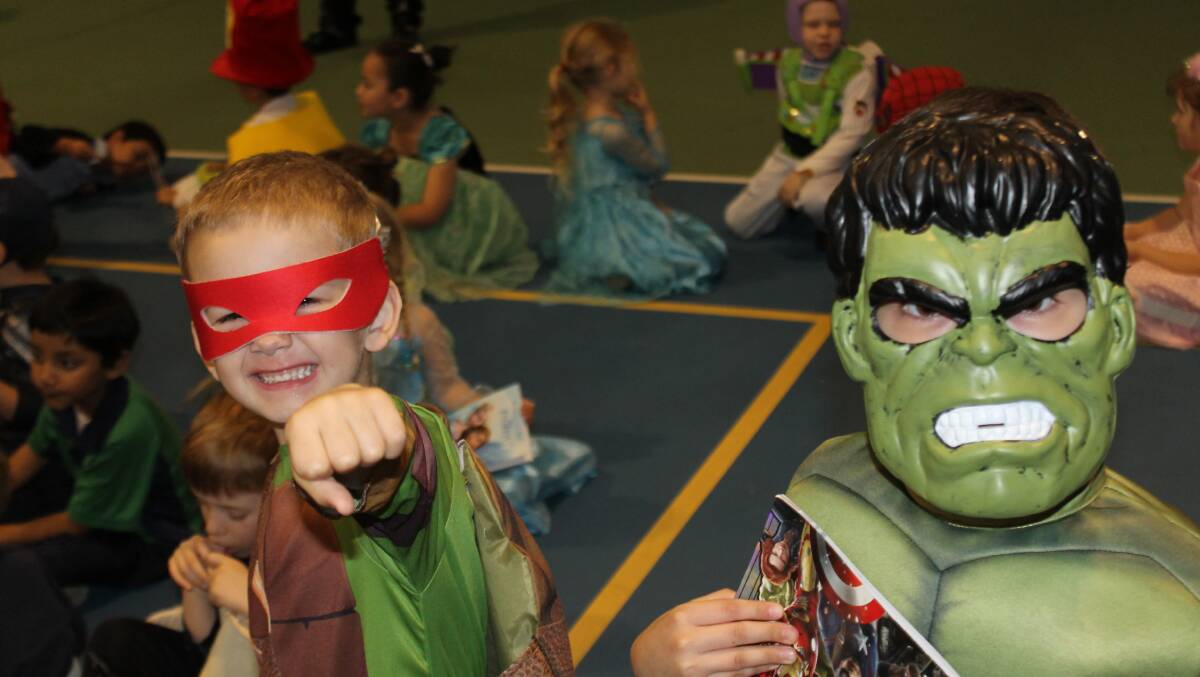 Prep students Dexter Humphreys and Amir Al Shoomary dressed up as a ninja turtle and the Incredible Hulk for Book Week.