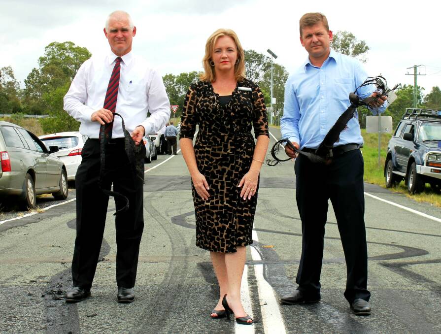 SOLUTIONS: Detective Acting Inspector Peter Waugh, Division 4 councillor Laurie Koranski and Beaudesert MP Jon Krause have agreed action must be taken to discourage hooning in Tamborine. Photo: Georgina Bayly