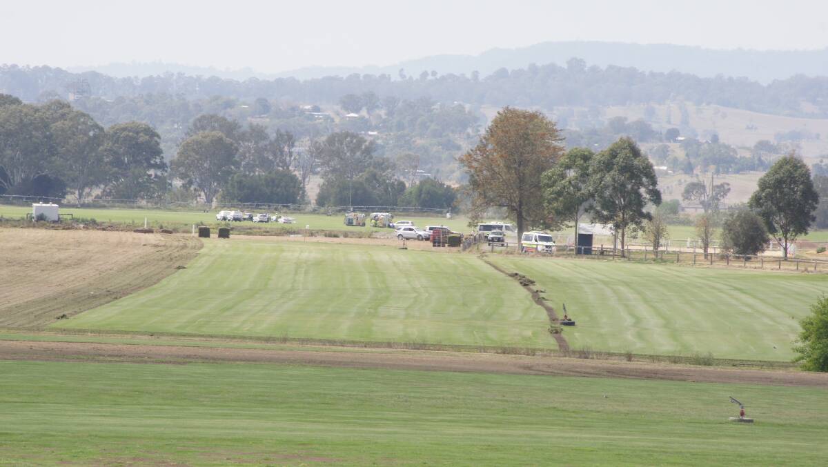Emergency Services on the scene of a light plane crash in Allenview on Tuesday. Photo: Georgina Bayly