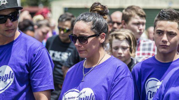 Tiahleigh Palmer's mother Cindy attends her daughter's funeral in Brisbane.  Photo: Glenn Hunt
