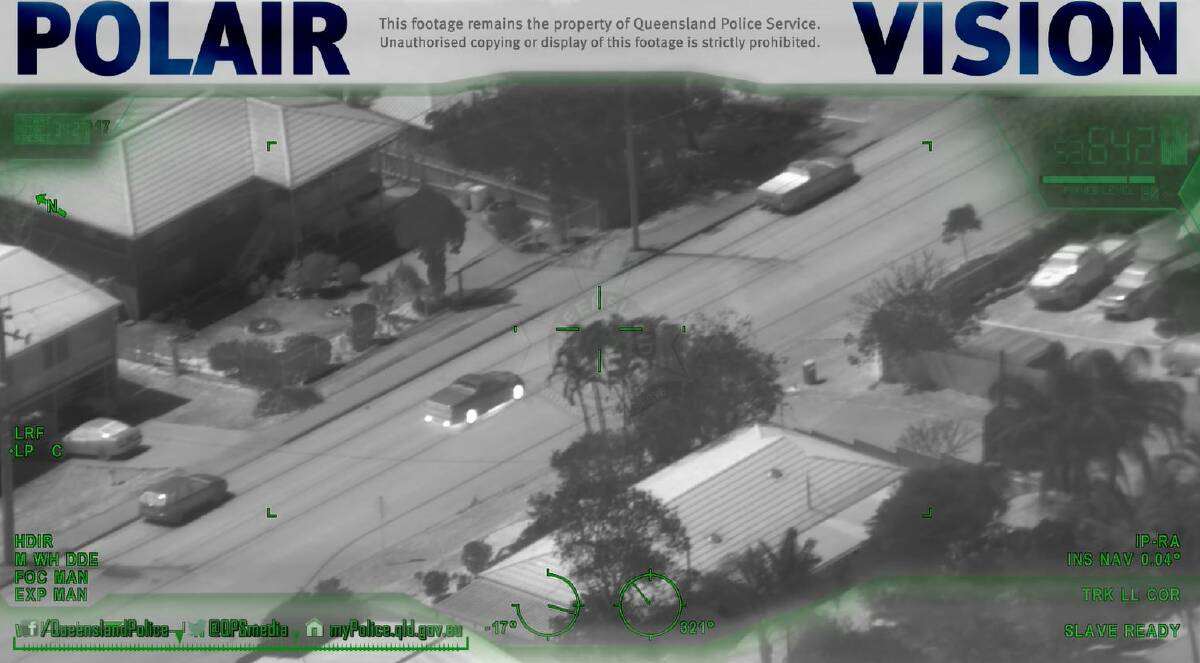 CAPTURED: An image from Queensland Police Service's POLAIR footage of the speeding car. Photo: Queensland Police Service