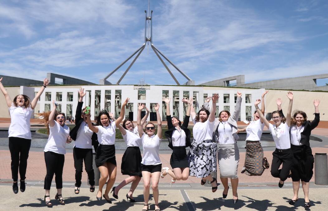 GREAT OPPORTUNITY: Last year's Country to Canberra leadership competition winners at Parliament House in Canberra. Photo: Supplied 