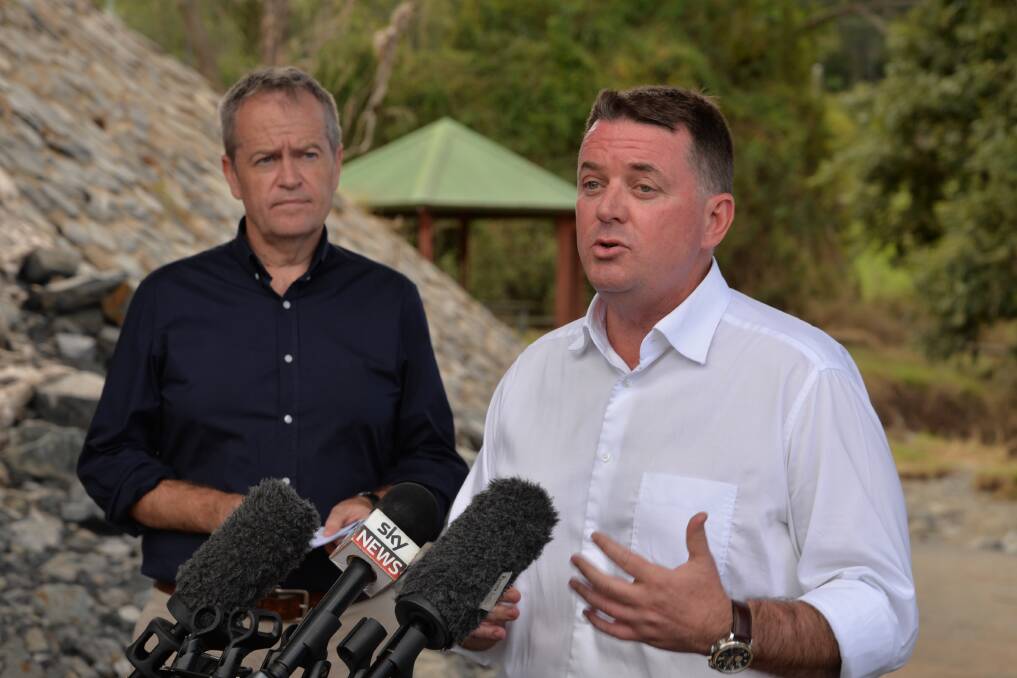 FLOODS: Opposition leader Bill Shorten with Logan City mayor Luke Smith. Cr Smith warned of economic damage while politicians played games. Photo: Supplied
