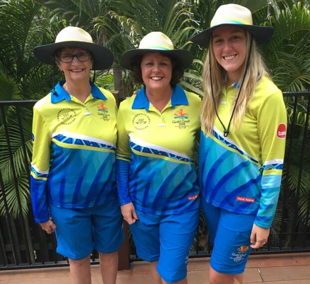 VOLUNTEERS: Pam Tranter  daughter Linda Vayro and granddaughte  Larissa Vayro are ready to be 'game shifters' at the Gold Coast Commonwealth Games.
