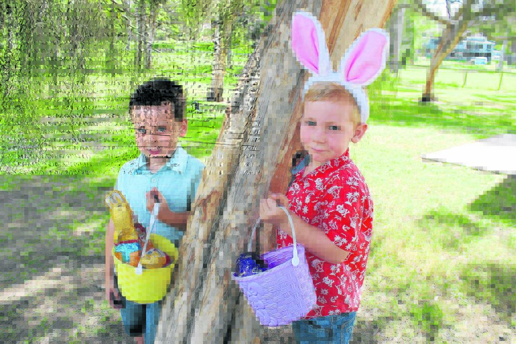 Four-year-old Levi Turpin and Manning Vine, 5, can't wait to hunt for Easter eggs at Rotary Park this Easter Sunday.