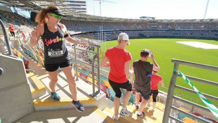 Just under 2000 runners bounded around the Gabba on Sunday morning as part of Stadium Stomp, raising funds for Mater Little Miracles. Photo: Stadium Stomp - Kittipat Sivanaw