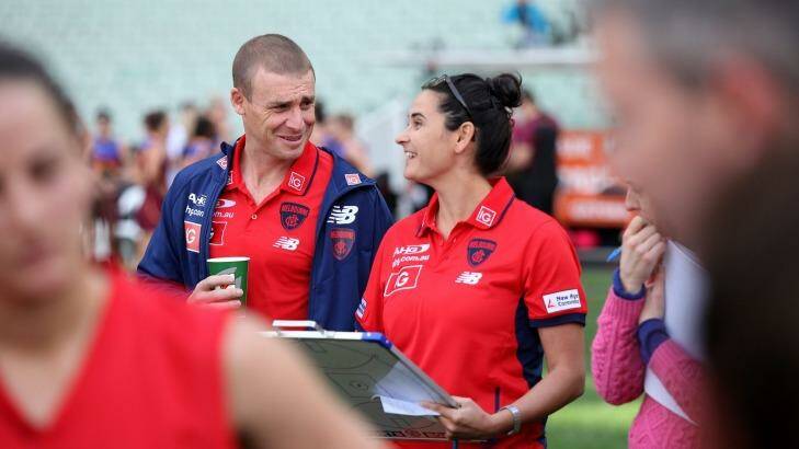 Big loss: Michelle Cowan has developed a good relationship with senior men's coach-in-waiting, Simon Goodwin, during her time at the Demons. Photo: Matthew Goodrope