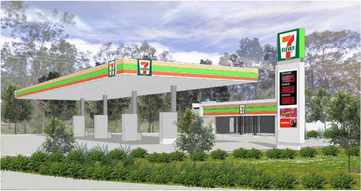 An artists impression of the proposed 7/11 service station on the corner of Cusack Lane and Teviot Road.