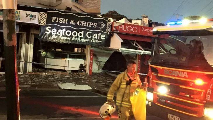 Fire has ripped through five shops at the Gold Coast's iconic Nobby Beach dining precinct. Photo: Gary Epstein/Facebook