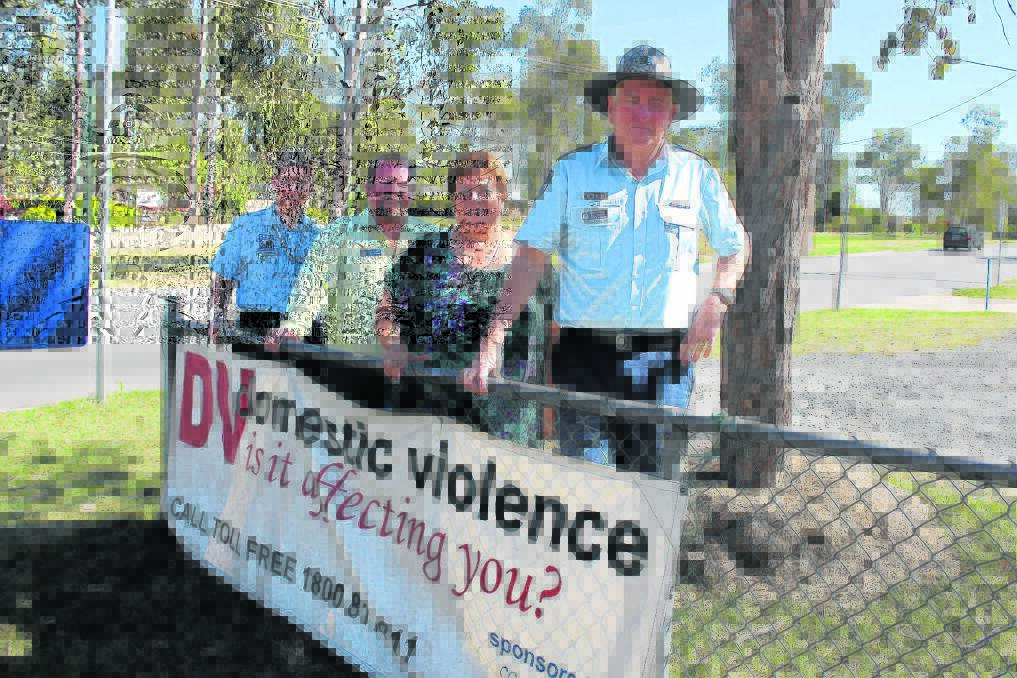 Jimboomba Police Volunteer in Policing Carolyn Dean, Father Dan Talbot from St James Anglican Church, Ann Adkins from Able Australia Jimboomba Caddies and Jimboomba Police Senior Sergeant Bill Sheehan are coming together in a campaign targeted at putting a stop to domestic and family violence.