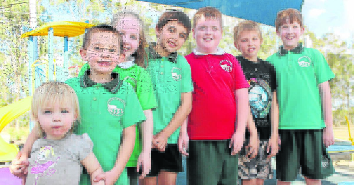 Isabelle Lohrey, 2, Thomas Lohrey, 7, Mackenzie Tait, 7, Connor Lohrey, 9, Thomas Scanlan, 9, Jack Lohrey, 11, and Brock Tait, 9, are some of the 3755 children in the Greenbank area who will be starting  
high school in the next 20 years.