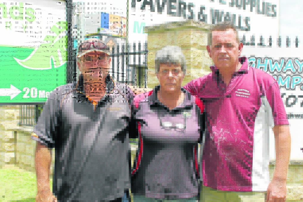 Oasis Landscaping and Building supplies co-owner Mick Doyle, WinterWinds Nursery co-owner Jan Moule and Highway Tanks owner Ian Bryer are concerned about the impact Greenbank Road rehabilitation works will have on their businesses.