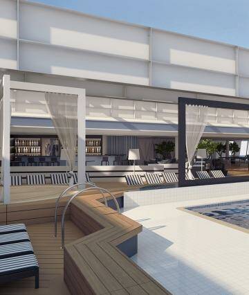 It looks like a design hotel or a fashionable resort. But this high-end hotel experience is not on you get on dry land: A rendering of the pool on Pacific Aria and Eden.