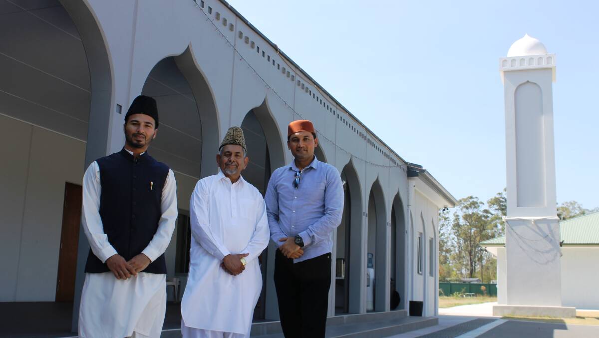 New Iman Ahmed Nadeem Malik has been welcomed into the Baitul Masroor Mosque, Stockleigh by outgoing Iman Maulana Masood Ahmad Shahid and Ahmadiyya Muslim Association secretary Ehsan Alvi. 