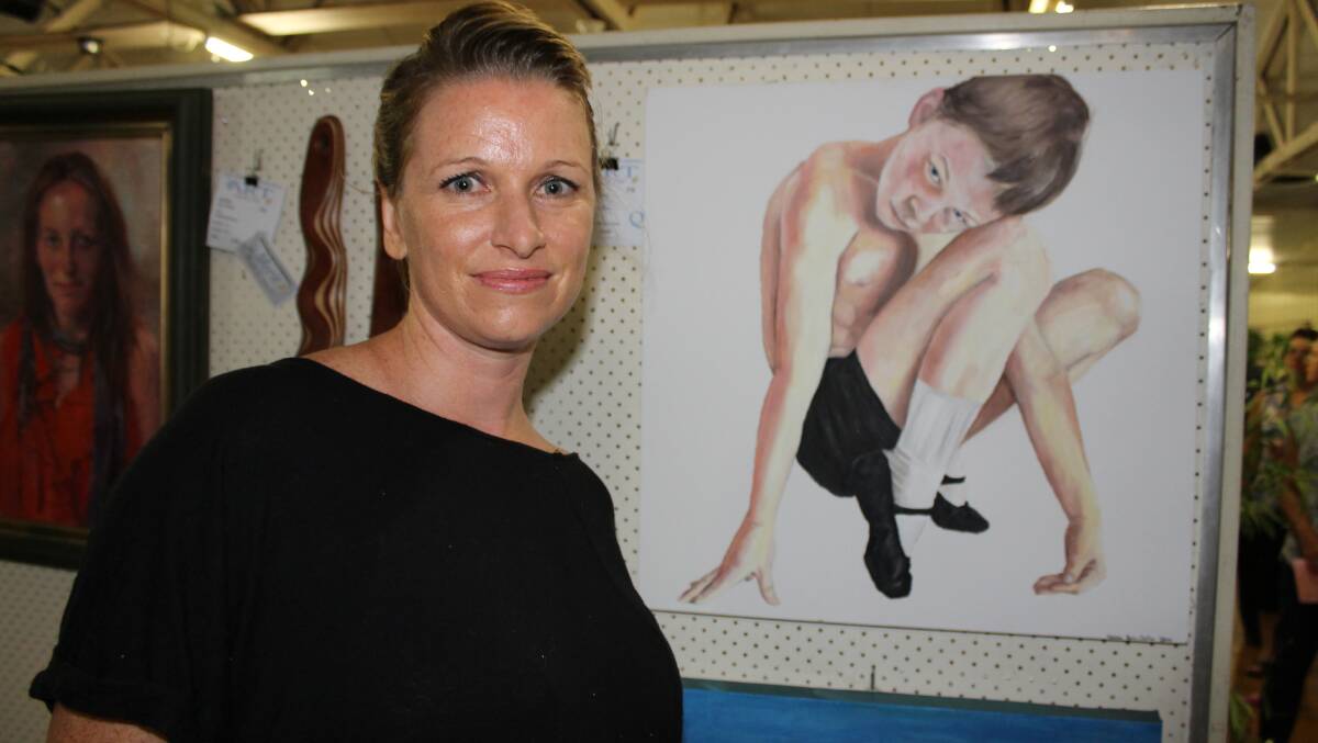 Artist Melissa Shelton of Tamborine entered two paintings in the art show, one of her sister and another of her son who is a ballet dancer. 