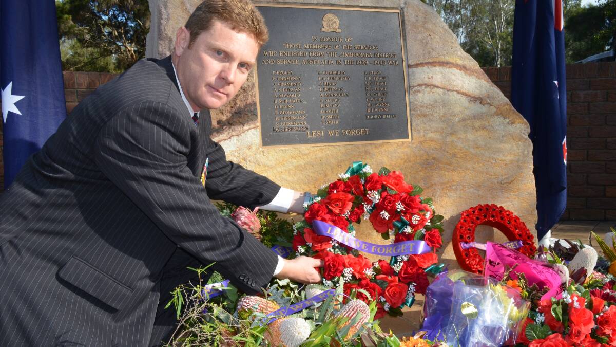 Jimboomba RSL sub-branch vice president Marcus Bruty laid a wreath on behalf of the sub-branch.