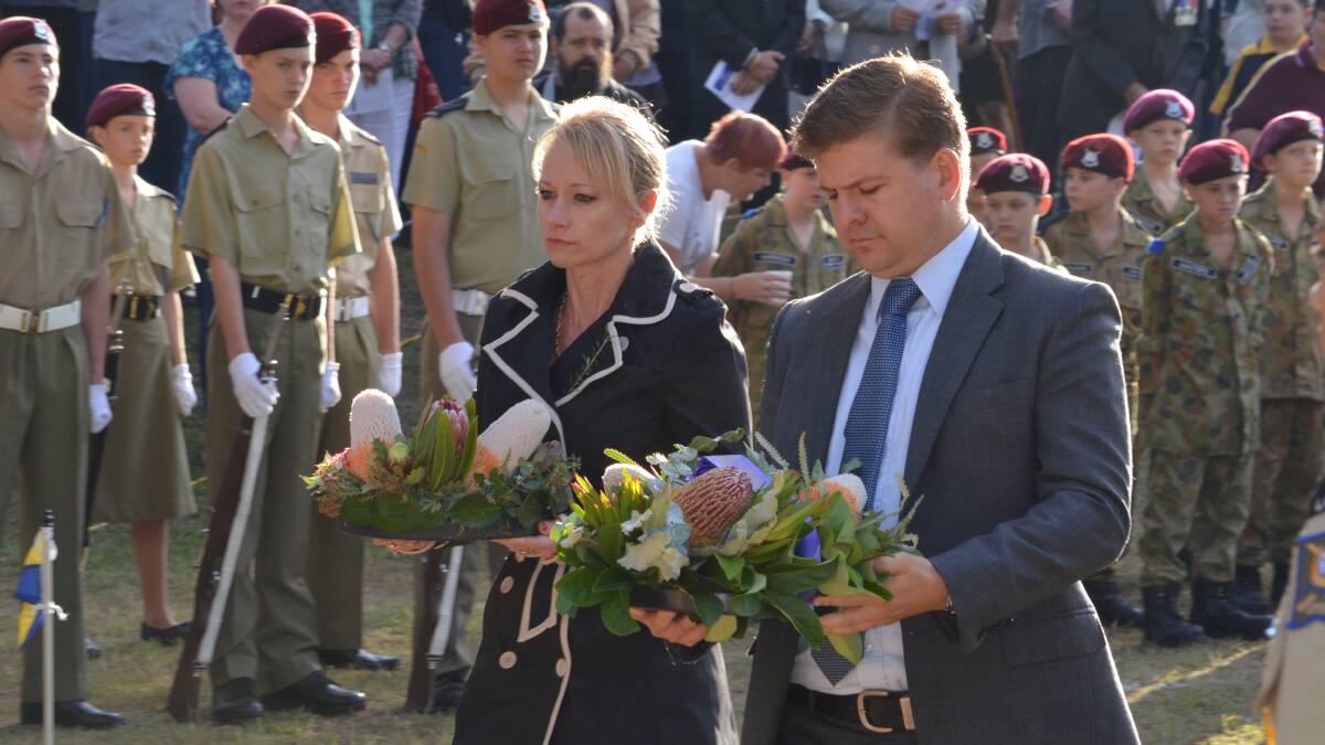 Division 11 Councillor Trevina Schwarz and Beaudesert MP Jon Krause laid wreaths during the Jimboomba service.