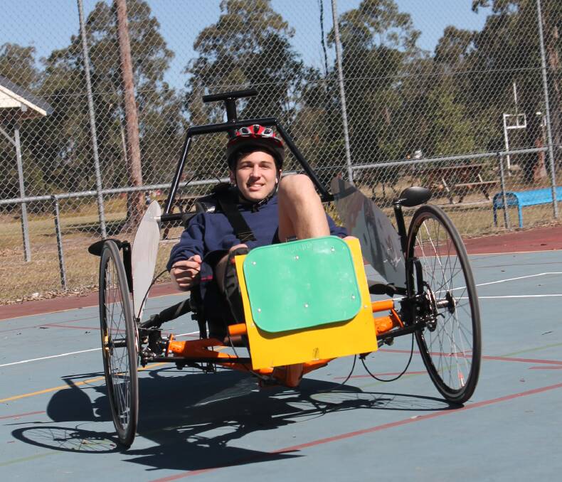 Flagstone State Community College student Joe Whitley gets into gear for the 2015 RACQ All Schools Pedal Prix.