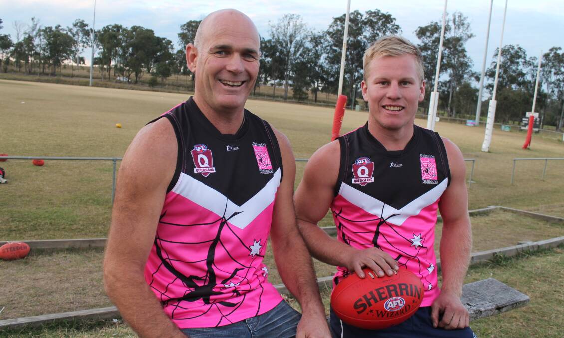 Jimboomba Redbacks seniors caption Marc Ryan and player Jacob Guise will play in pink on Augsut 1, in support of breast cancer research.