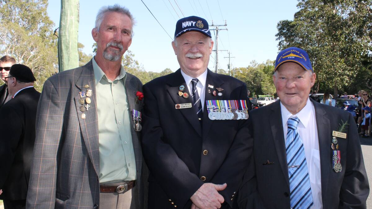 Greenbank RSL sub-branch veterans Brian Hain, Tony Holliday and Nev Nicholls marched in the parade.