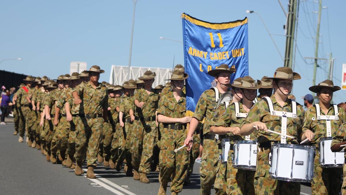 The Australian Army 11 army cadet unit in Logan marches in the Greenbank RSL sub-branch parade.