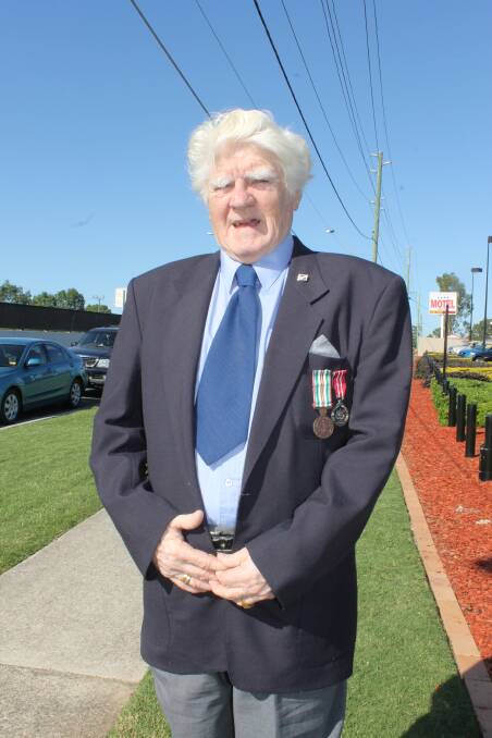 Noel Balzer of Hillcrest, who received his National Service medal in 1955, marched in the Greenbank RSL sub-branch Anzac Day parade.