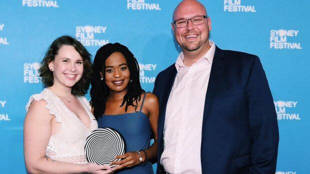 AWARDED: Mirene Igwabi with Grace Julia (left) and executive producer Stephen Lance at the Sydney Film Festival. Photo: Supplied