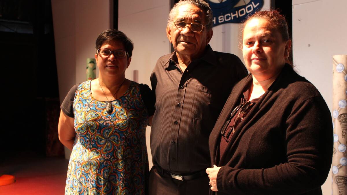 Paula Dewis, co-chair of Logan First Nations Peoples Community Coalition, community elder Uncle Uncle Noel Summers, and Leanne Smith, co-chair of Logan First Nations Peoples Community Coalition. Photo: Michael Burge