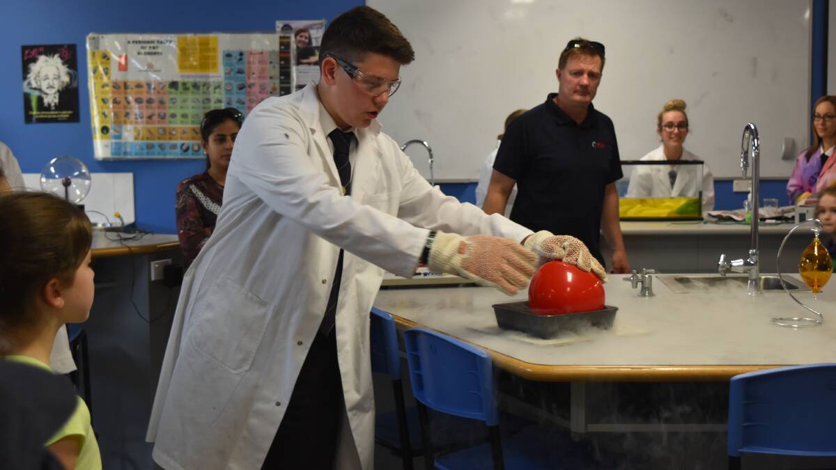 EXPERIMENTAL: National Science Week was celebrated at Canterbury College this week with an science open afternoon for the school community. Photo: Supplied