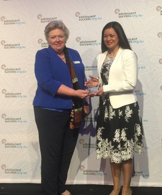 WINNERS: Head of college Donna Anderson and Reina Mesina, STEM coordinator years 7-12, collecting the award. Photo: Supplied