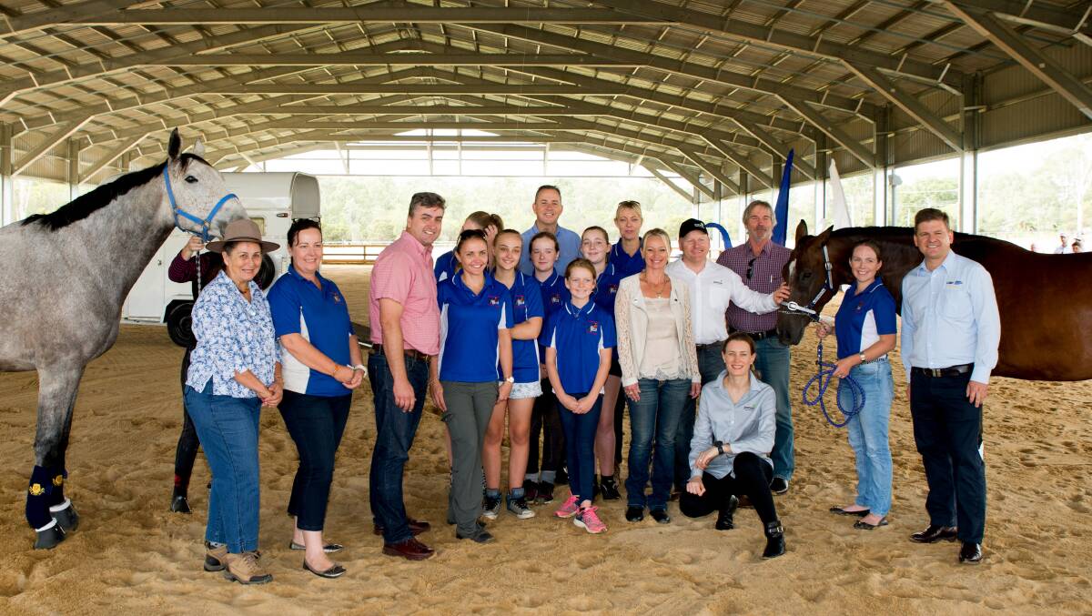 EQUESTRIAN READY: Dignitaries and guests included Linus Power MP, Cr Steve Swenson, Cr Trevina Schwarz and Jon Krause MP, with members of Jimboomba Pony Club. Photo: Supplied