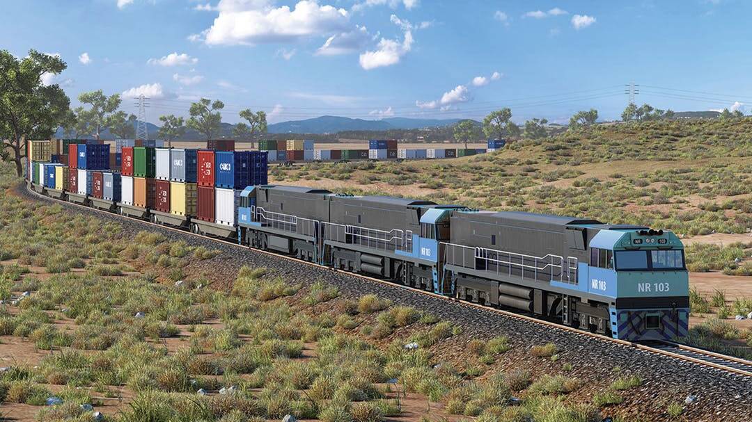 RAIL COMING: Artist's impression of the Inland Rail freight train, with double-height containers. Photo: Supplied