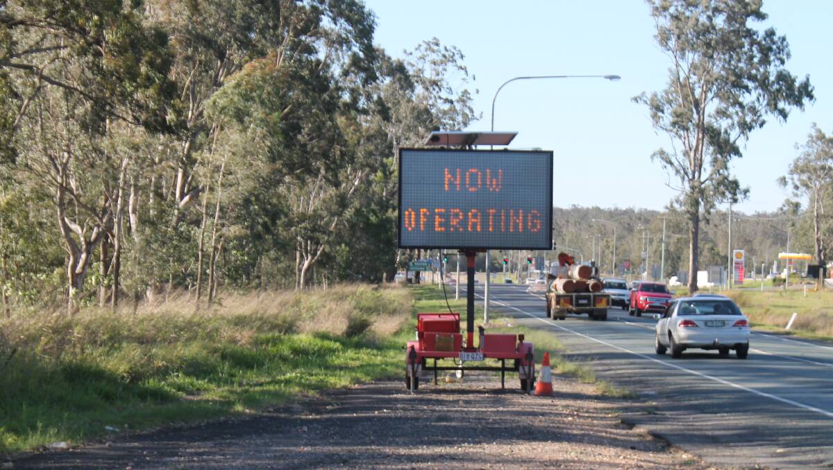 The traffic lights at the Camp Cable Road and Mount Lindesay Highway intersection are now switched on. Photo: Georgina Bayly