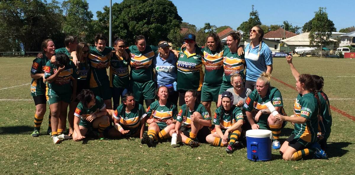 CELEBRATIONS: The Jimboomba Thunderbirds have given the women's open league premiership their best shot but were defeated by Inala Panthers 30 - 16. Photo: Supplied
