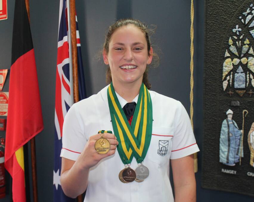 FREESTYLER: Hannah Stewart, 13, took out three golds, one silver and one bronze at the National Schools Championship. Photo: Georgina Bayly