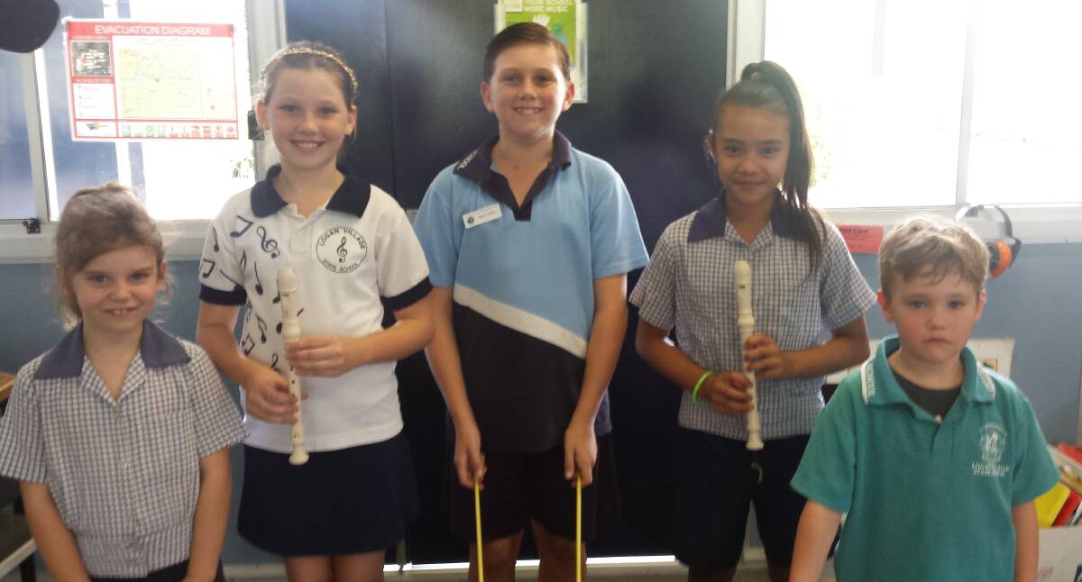 PERFORMERS: Shae Carroll, Emily Dryden, Bradley Farrier-Cheasley, Aliana Bayona and Zac Howell from Logan Village State School. Photo: Supplied