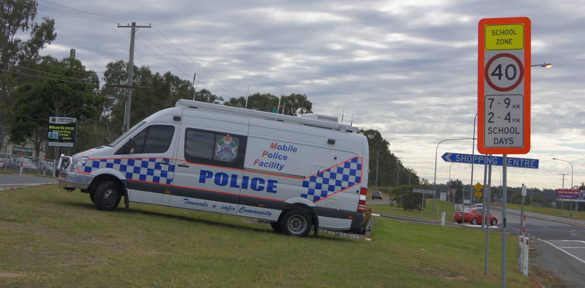 ENFORCE: The mobile policing facility was parked out the front of Jimboomba State School on Monday. Photo: Georgina Bayly