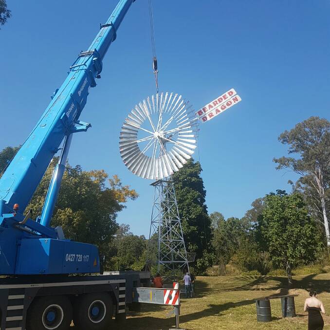 Installation of the windmill. Photo: Supplied