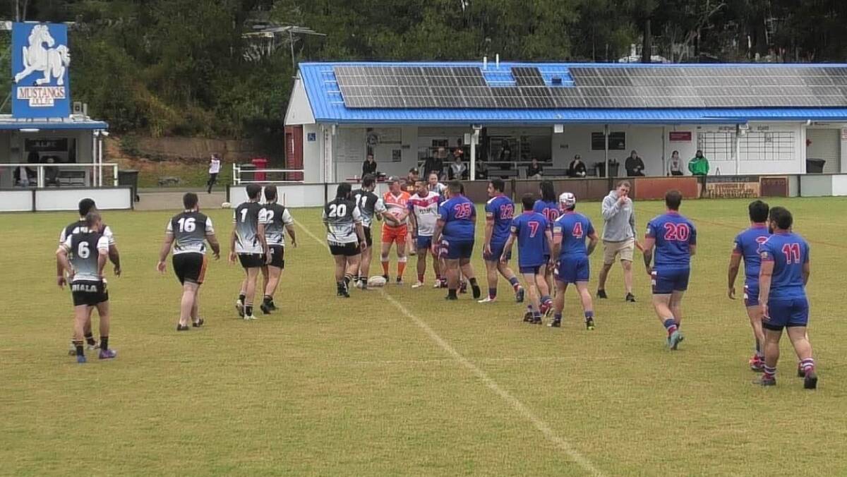 TOUGH MUDDERS: The Division 3 Men played a tough West Inala team in the wet weather. Picture: Mustangs Brothers Rugby League.